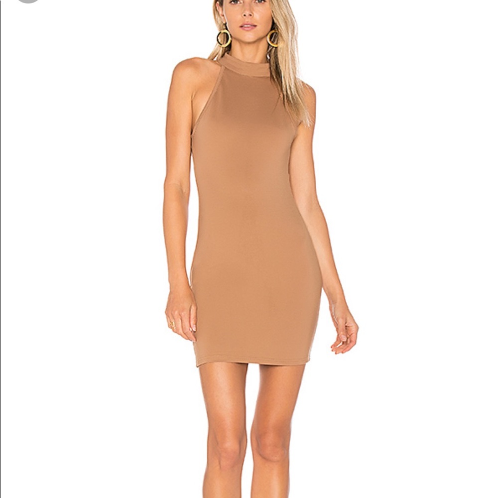 Revolve GRACIA HALTER BODYCON DRESS IN CAMEL